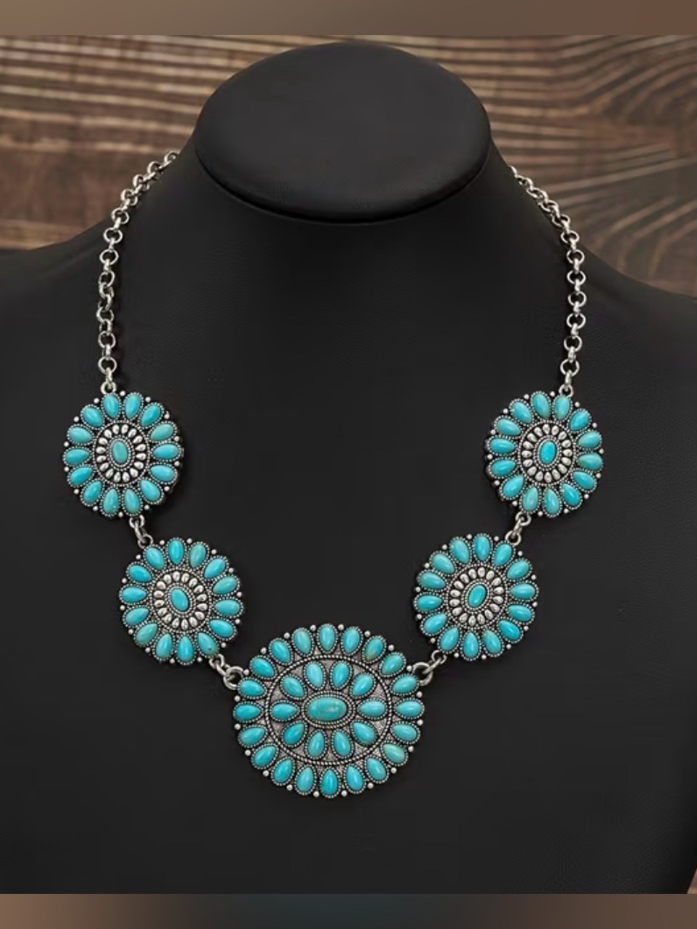 Western Necklace Turquoise Floral Statement Necklace - Women Jewelry